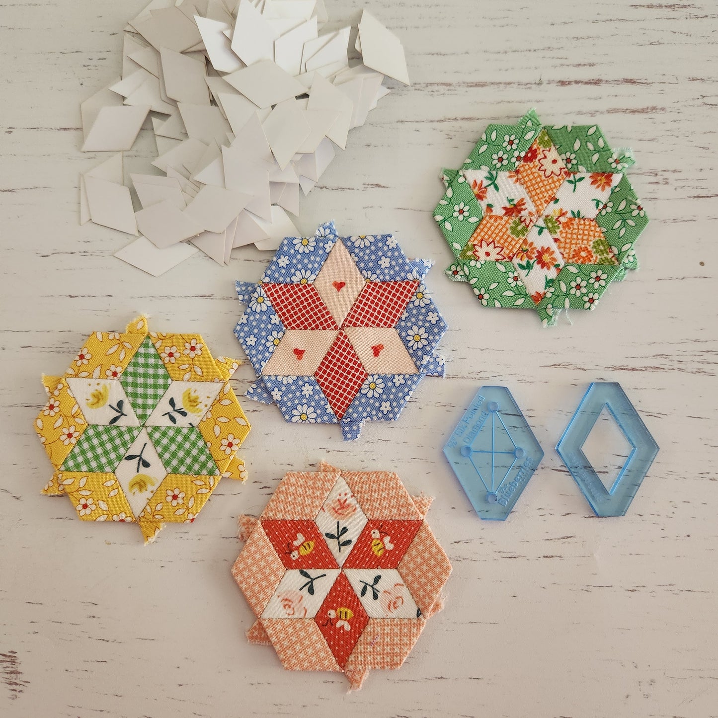 5/8" Six Pointed Diamond EPP Papers and Templates - Mrs Carpenter Quilt
